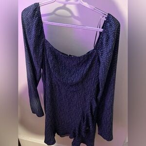 Dry Goods Navy Blue Polka Dot Top